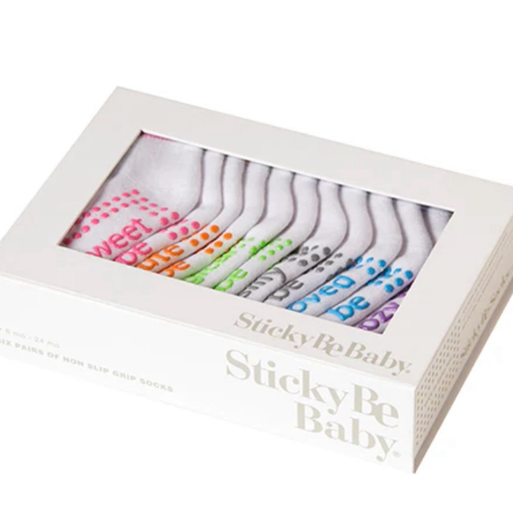 NEW IN BOX - STICKY BE SOCKS - Baby Girl Box 6 Pack (Addison)